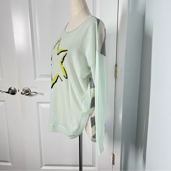 Lisa Todd 100% cashmere star print back stripes sweater size L - Picture 8 of 13